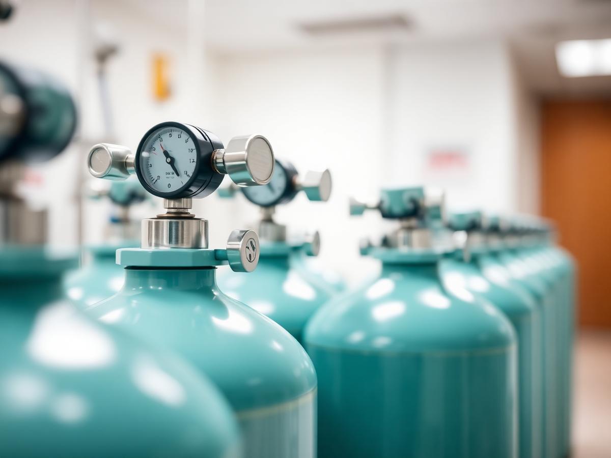 Medical oxygen cylinders ready for delivery